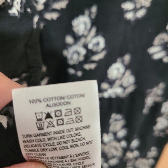 Lucky Brand Black Floral Top with tassel - Picture 4 of 10